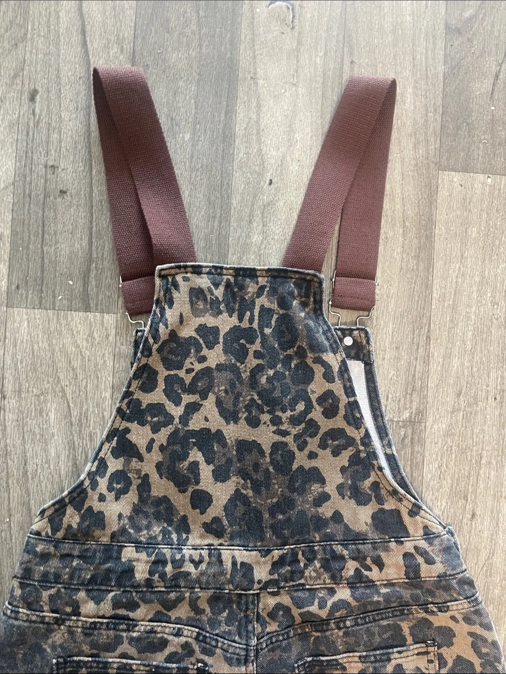 Cider Brown and Black Leopard-Print Wide-Leg Overalls